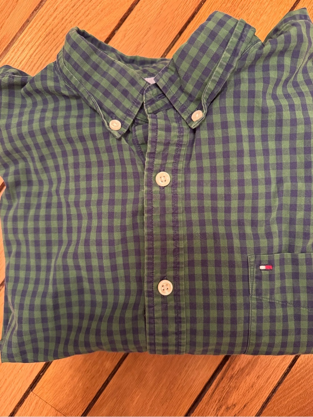 Tommy Hilfiger Green & Navy Gingham Button-Down Shirt